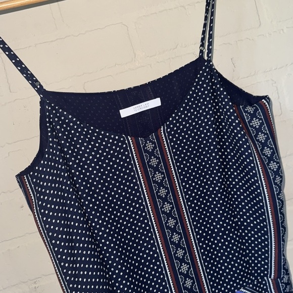 Derek Lam dress silk Navy & Red Printed Dress tiered adjustable straps like new - Picture 5 of 6